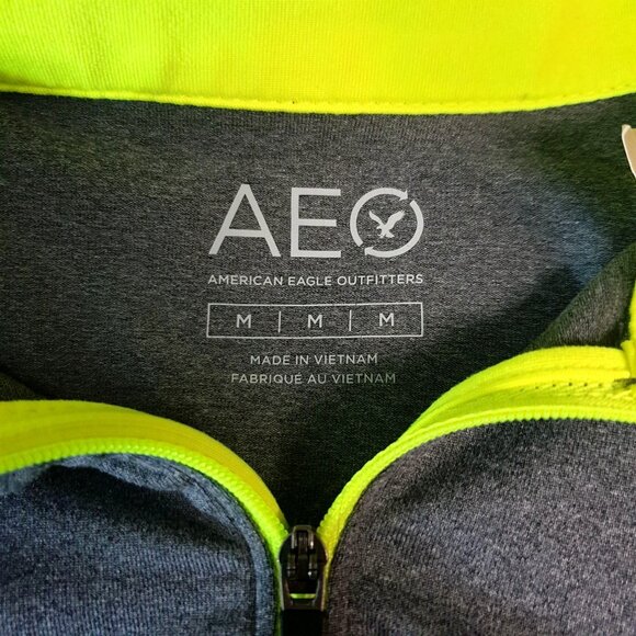 American Eagle Womens M 1/4 Zip Pullover Black & Gray Neon Accents NEW - Picture 6 of 8